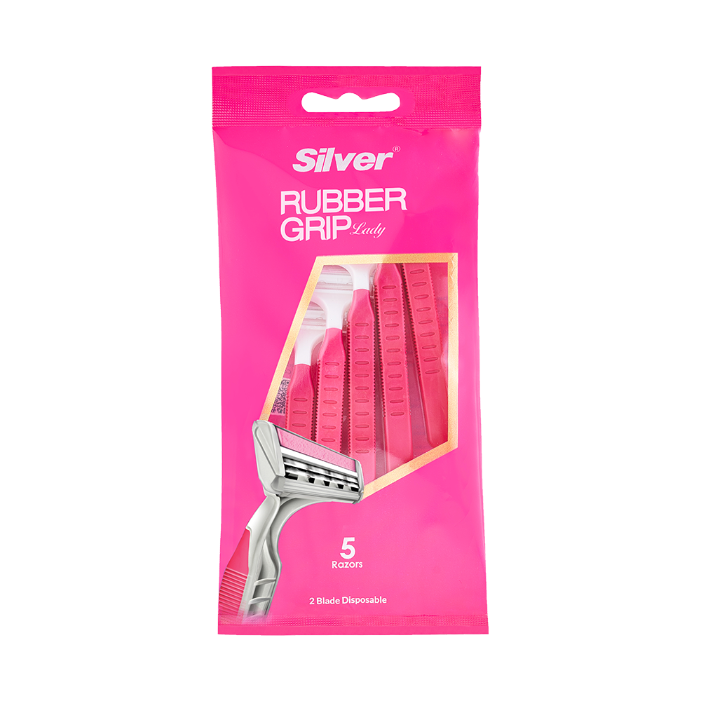 تیغ چند بار مصرف 2 لبه رابرگريپ زنانه (پک 5 عددی)