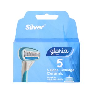 تیغ یدک سیستم ۵ لبه گلوریا۵ زنانه آبی (بسته 4 عددی)